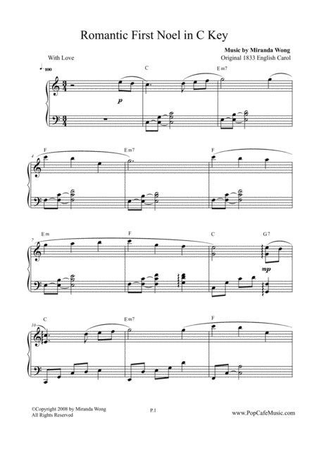 Romantic First Noel  + Romantic Silent Night ( Touching Piano Version In C Key)